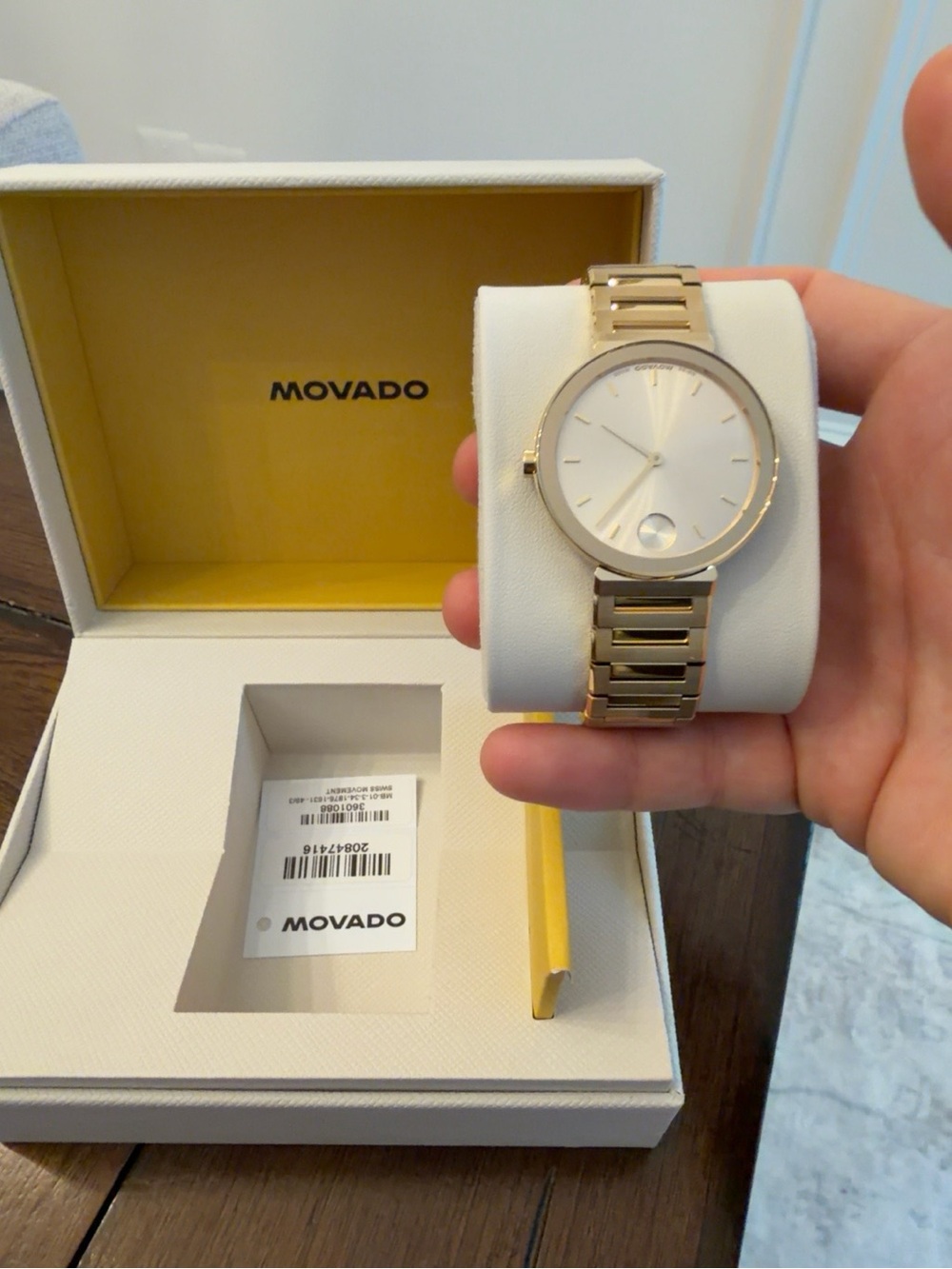 Movado Men's Gold Tone Bracelet Watch with Champagne Dial